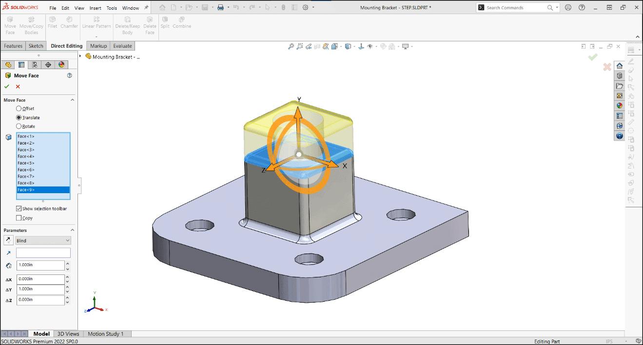 solidworks direct editing tools, SOLIDWORKS Direct Editing Tools