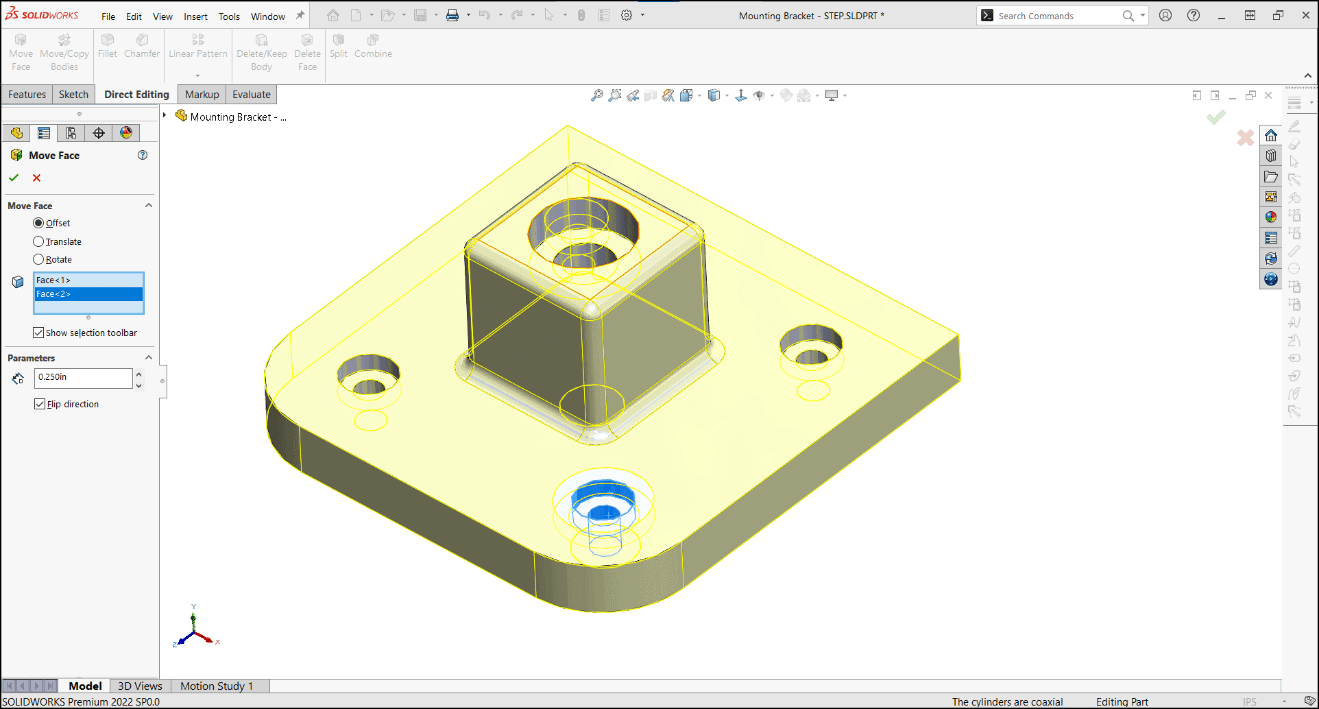 solidworks direct editing tools, SOLIDWORKS Direct Editing Tools