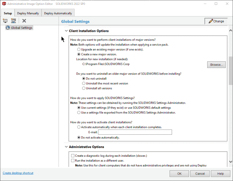 , SOLIDWORKS Admin Image Creation and Deployment