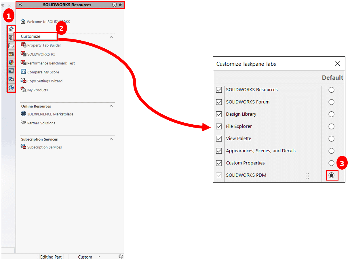 , Change the Default SOLIDWORKS Task Pane to PDM