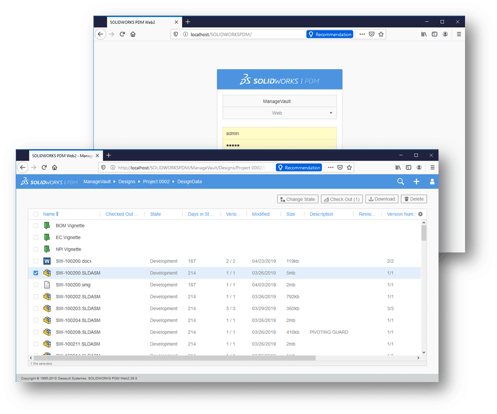 The SOLIDWORKS PDM Web2 client makes working from home or another device easier. The Web client gives you access to files to see them from anywhere with internet.