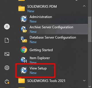 Setting up your SOLIDWORKS PDM Local View starts by clicking View Setup.