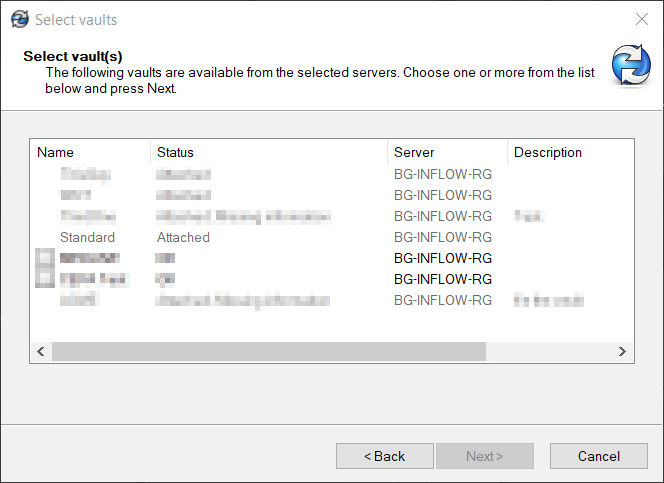 When you try to set up a local view, you might see a message that the vault is attached.