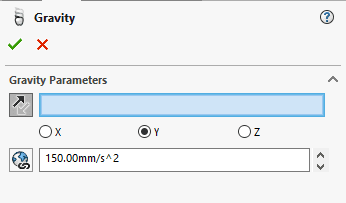 With SOLIDWORKS Motion, gravity doesn't have to be in only the Y axis direction. It can be variable strengths and directions.