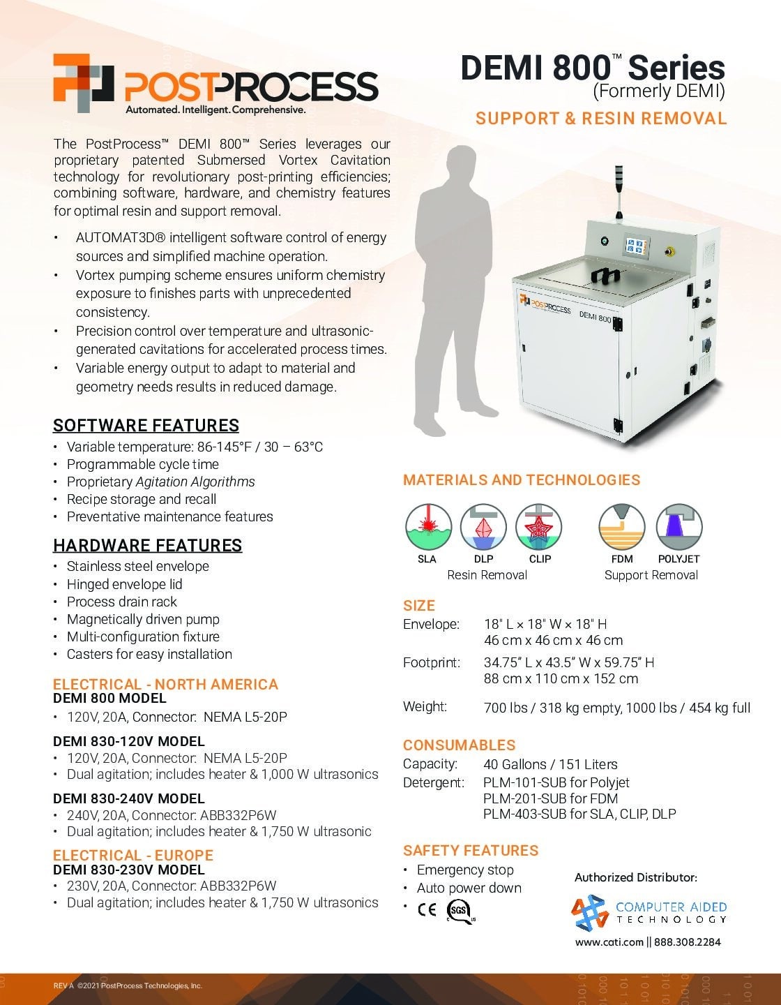 postprocess DEMI 800 DEMI 800 Series Tech Specs Download