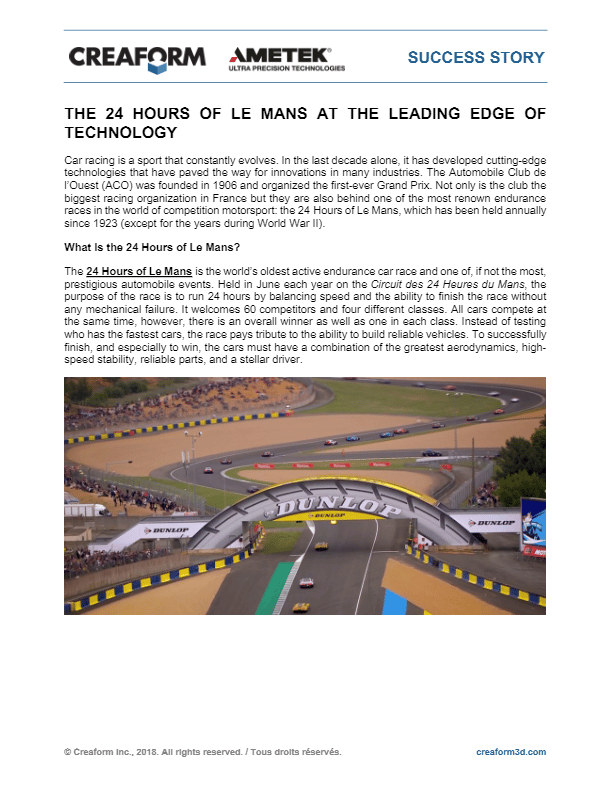 creaform MetraSCAN Series 24 Hours of Le Mans Case Study Download