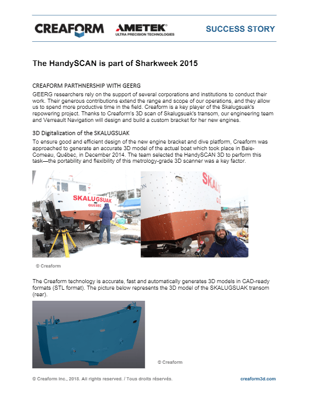 creaform HandySCAN Series HandySCAN & Sharkweek Case Study Download