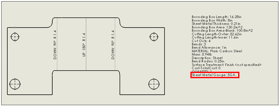 Gauge value on drawing