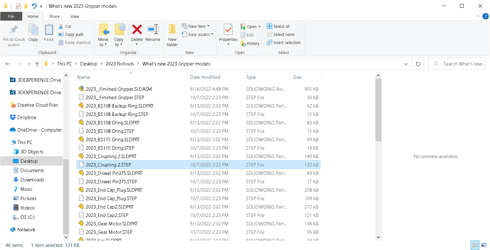 SOLIDWORKS 2023 lets you save each component of an assembly as an individual STEP file, speeding up load times.