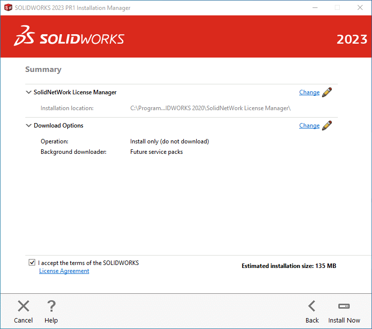 Upgrade SolidNetwork License Manager, Installing or Upgrading the SolidNetWork License Manager for SOLIDWORKS 2023